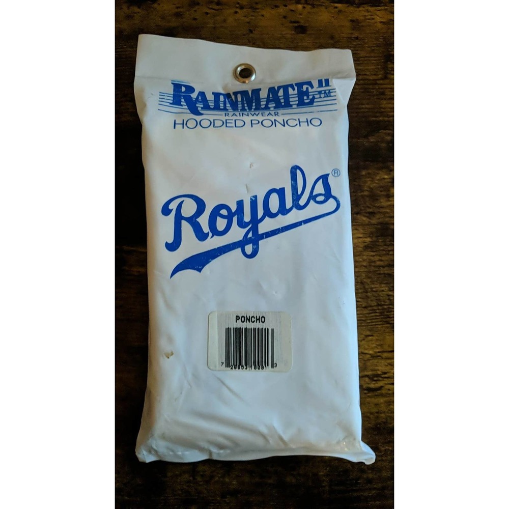 Rainmate II MLB Kansas City Royals Hooded Poncho with Cotton Drawstring NOS